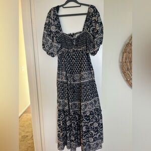 Sea Black and White Floral Long Sleeve Dress